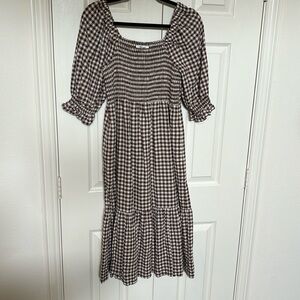 Madewell Gingham Midi Dress with POCKETS size medium